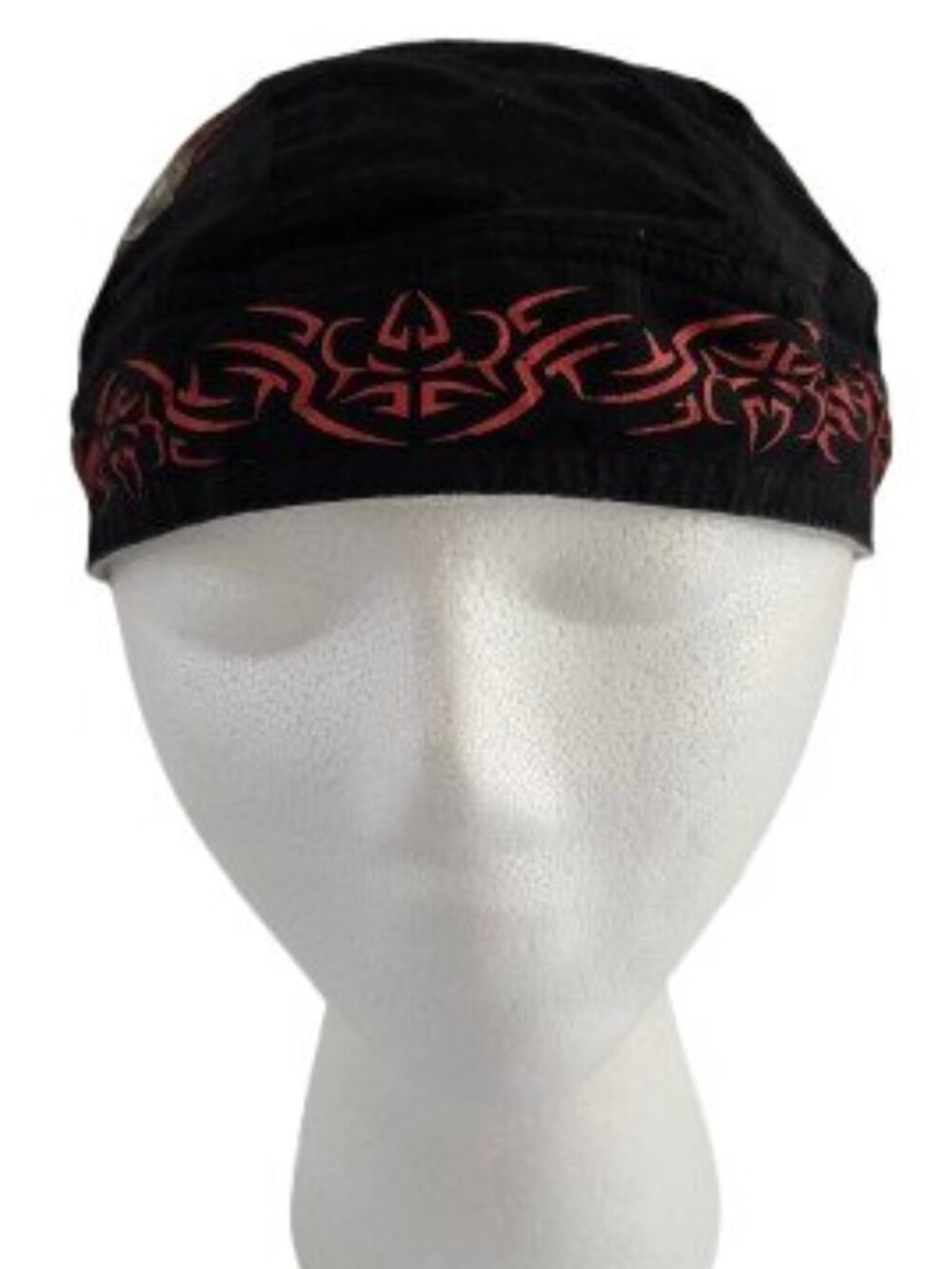 Hav-A-Danna Doo Rag Biker Skull Head Wrap Black Red Tribal Print One Size